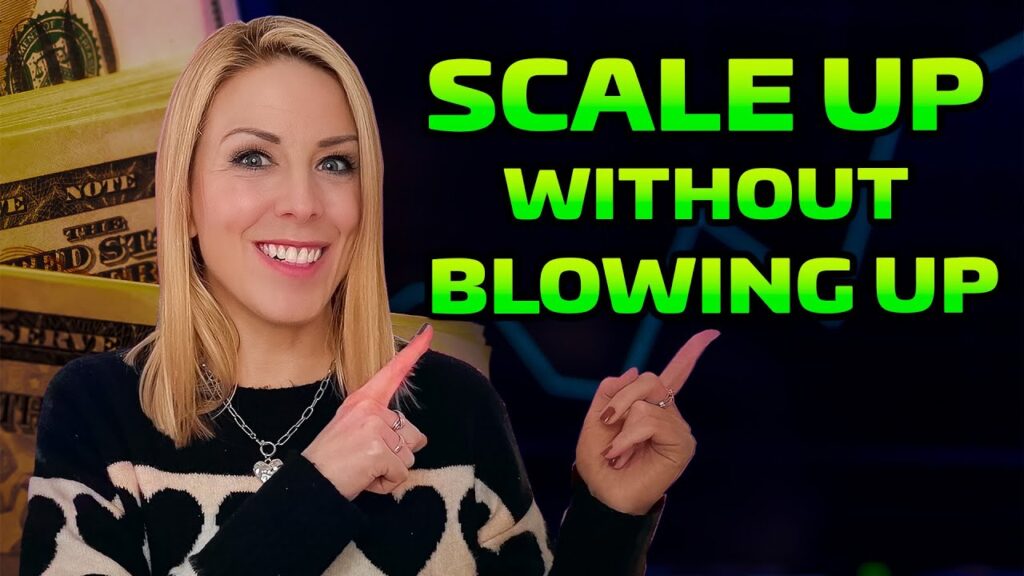 Créde Sheehy-Kelly Trading Psychologist pointing to text that says Scale Up Without Blowing Up